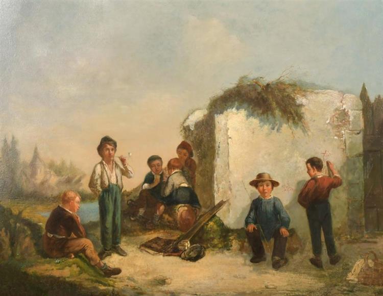 a group of children playing with village buildings beyond - Jean-Charles Langlois