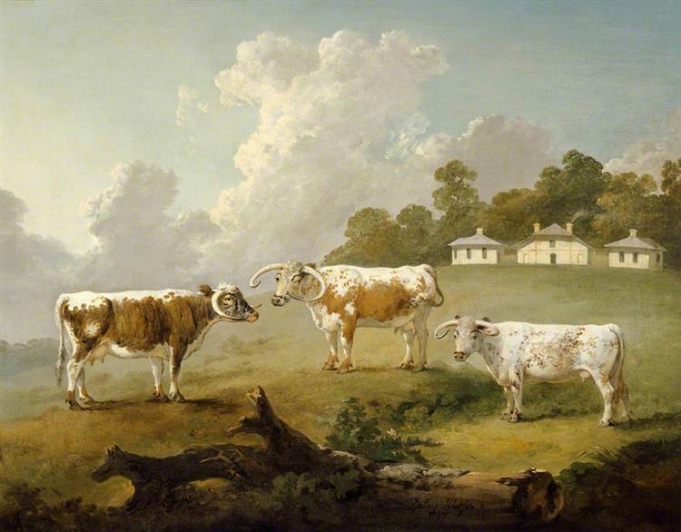 Three Long-Horned Cattle at Kenwood - Julius Caesar Ibbetson