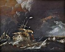 A Ship of a Dutch Vice-Admiral in a Storm - Ludolf Backhuysen I
