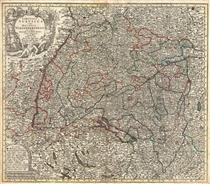 Map of Swabia and Wirtenberg, Germany - Matthaeus Seutter