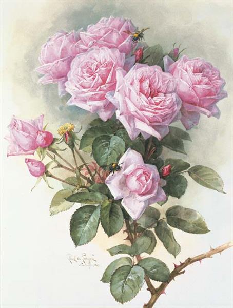 Roses and Bumblebees - Paul de Longpré