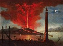 Eruzione del Vesuvio al chiaro di luna vista dalla lanterna del molo - Tommaso Ruiz