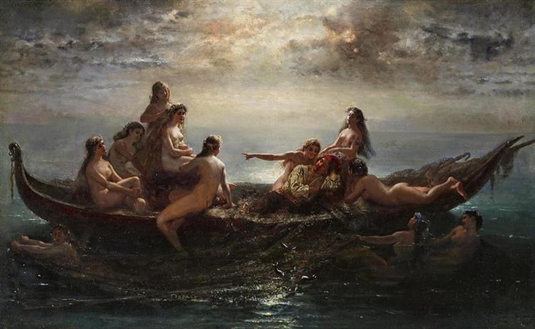 Sleeping Fisherman with Mermaids - Wilhelm Kray