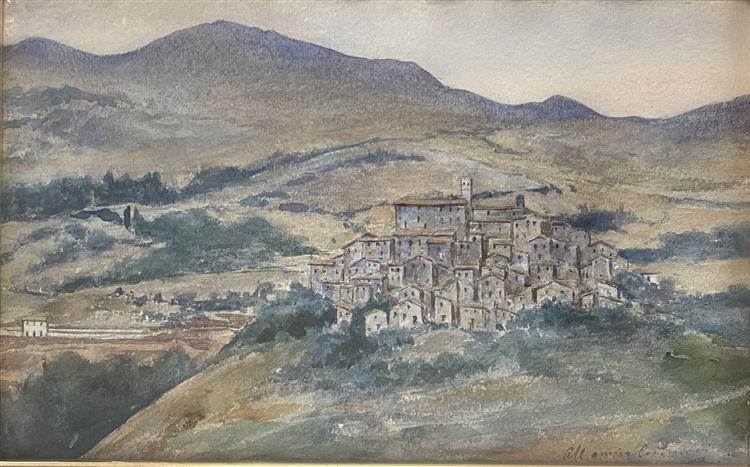 The municipality of Roviano seen from Anticoli, 1898 - Enrico Nardi