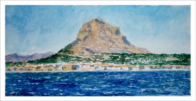 Watercolor, landscape of  Montgo mountain, 2022 - Rubén de Luis