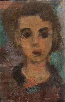 Modok Mária, Női Portré Rózsával 1940, - Modok Mária