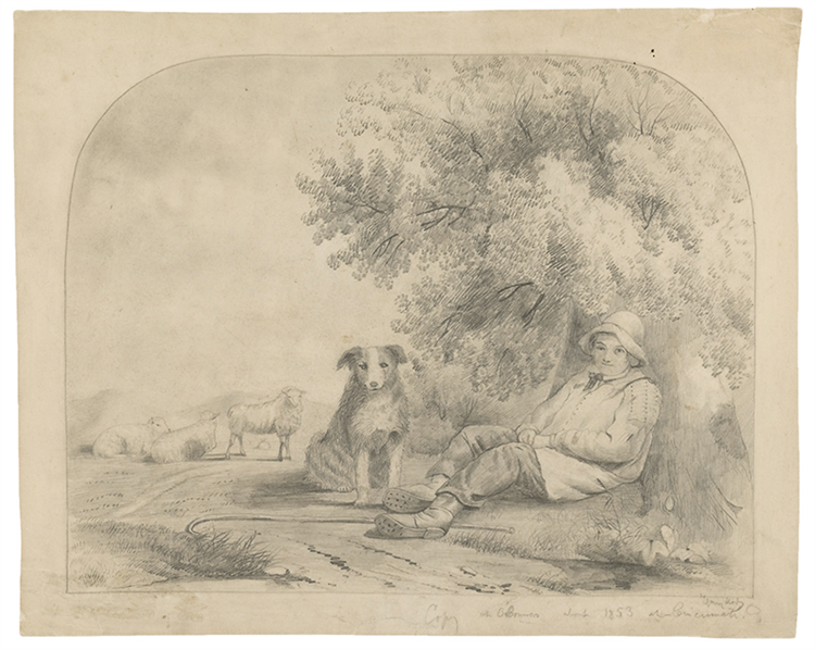 Boy with dog, c.1853 - Henry Mosler