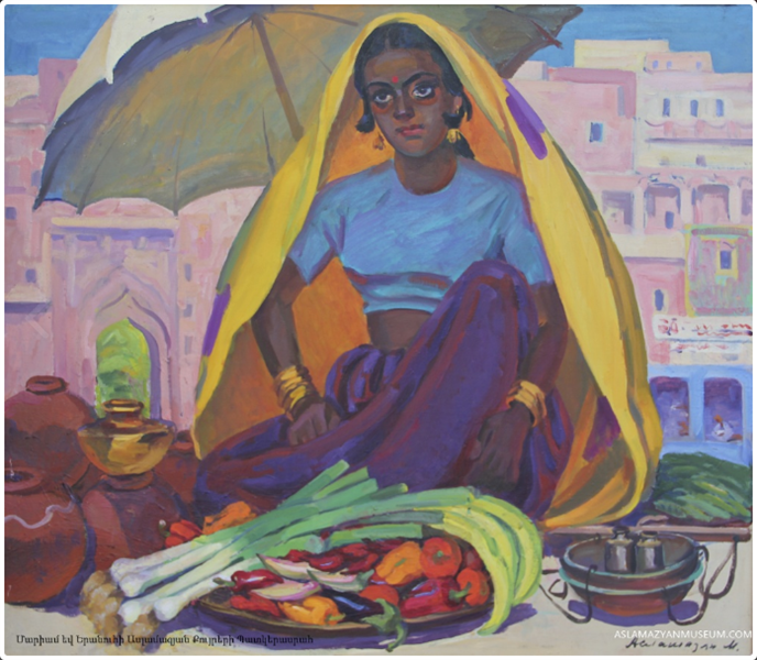 Vegetable seller from Jaipur, 1976 - 瑪莉安·阿斯拉瑪贊