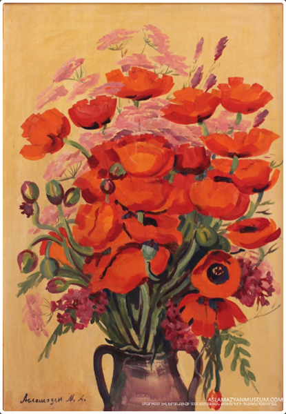 Hanqavan tulips and pink flowers, 1974 - Мариам Асламазян