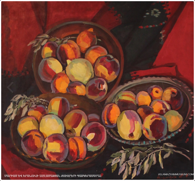 Peaches with oleaster branches, 1973 - Мариам Асламазян