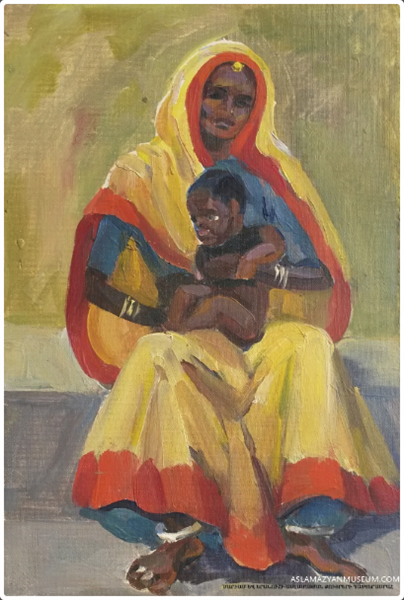 The squaw with the child, 1970 - Мариам Асламазян