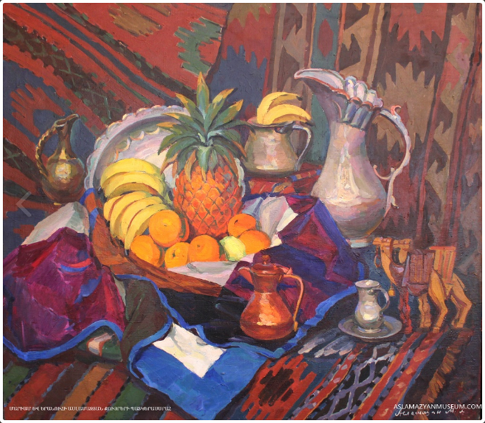 Still-life with eastern coppern dish, 1957 - Мариам Асламазян
