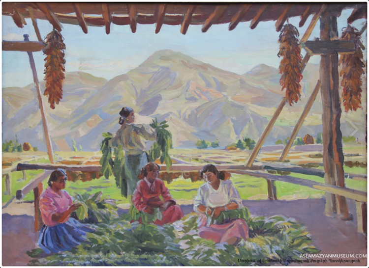 Tobacco in the drying places, 1956 - Мариам Асламазян