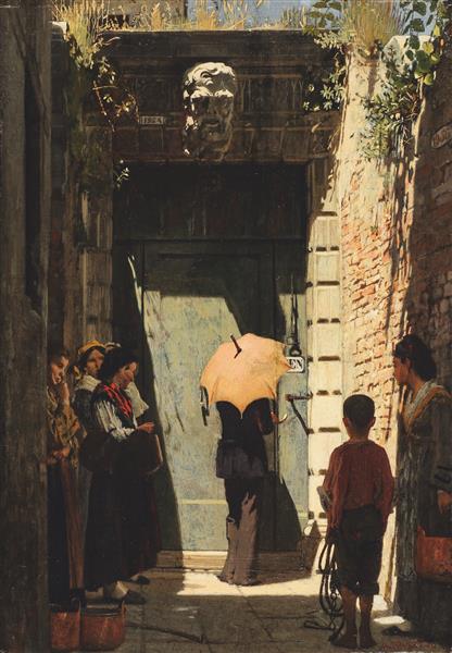 Entrance of a patrician house in Venice, 1874 - Giacomo Favretto