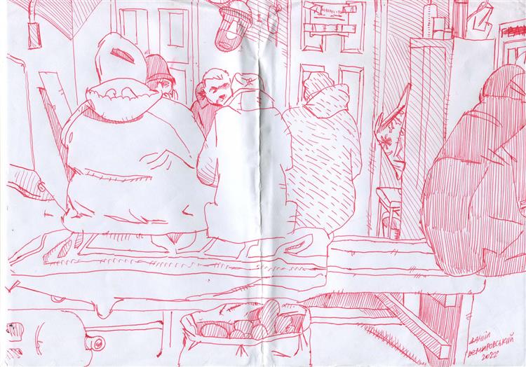 Drawing from the Shelter on Semashko Street, 2022 - Danil Nemirovsky