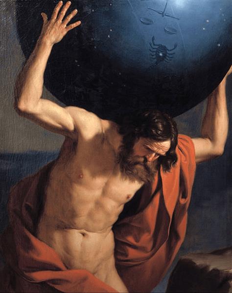 Atlas holding up the celestial globe - Le Guerchin