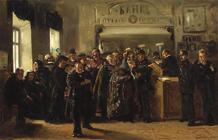 The Collapse of a Bank (study), 1880 - Vladímir Makovski