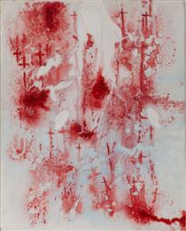 Red cross, white Madonna painting - Kurt Cobain