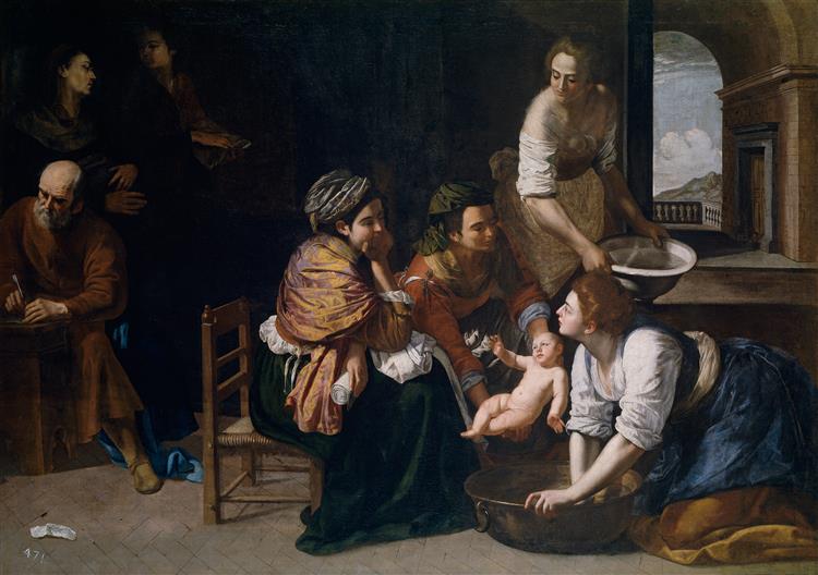 The Birth of Saint John the Baptist, 1635 - 阿尔泰米西娅·真蒂莱斯基