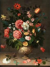 Floral Still Life with Butterfly - Clara Peeters