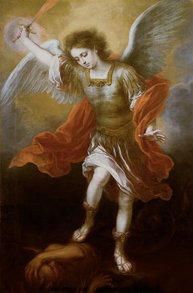 Archangel Michael plunges the devil into the abyss - Bartolome Esteban Murillo