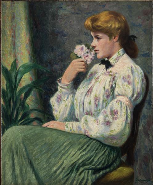 Portrait of girl with flower, 1914 - Федерико Дзандоменеги