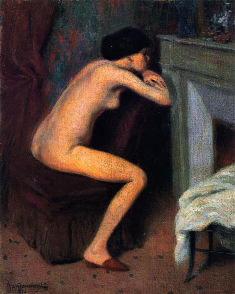 In front of the fireplace, 1911 - Federico Zandomeneghi