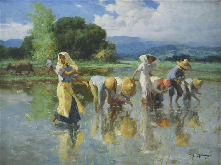 Planting Rice, 1952 - Fernando Amorsolo