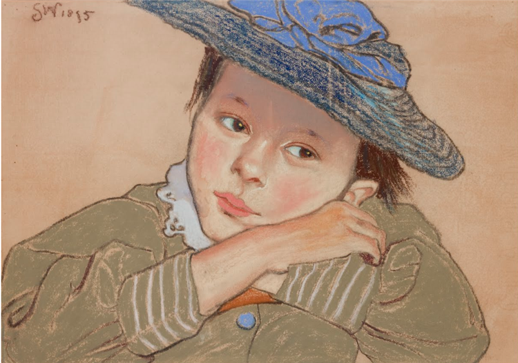 A Girl in a Blue Hat, 1895 - 斯坦尼斯拉夫·维斯皮安斯基