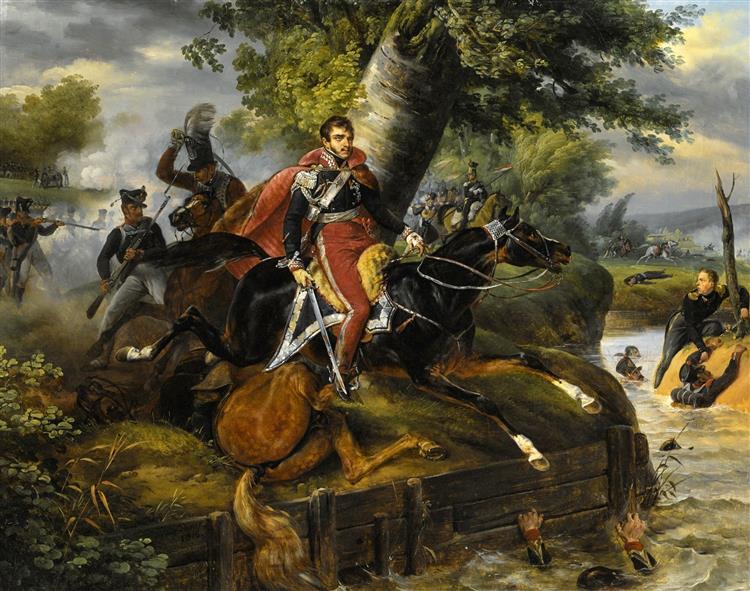Death of Prince Poniatowski during the retreat after the Battle of Leipzig, October 19, 1813, 1816 - Орас Верне