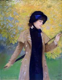 The lady with the Ulster - Giuseppe De Nittis