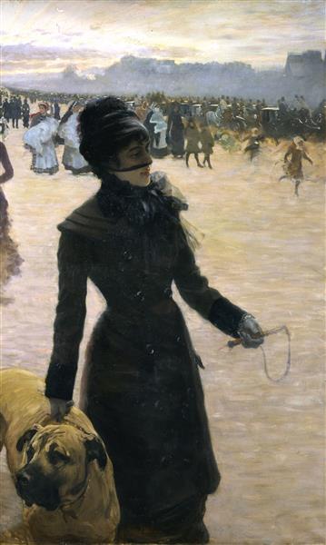 Lady walking with her dog (Return from the Races), 1878 - Giuseppe De Nittis