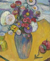 Flowers on a Yellow Table - Abraham Manievich