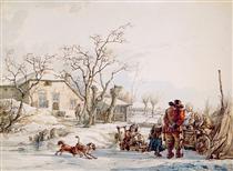 Winter landscape - Abraham van Strij