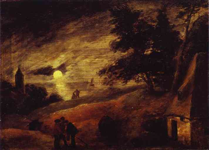 Dune Landscape by Moonlight, c.1636 - Адриан Браувер