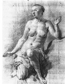 Study of a Female Nude - Adriaen van de Velde