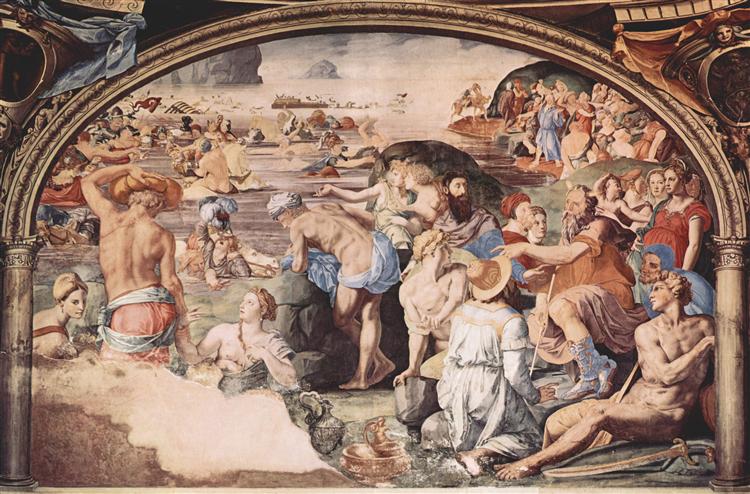 The Israelites crossing the Red Sea, c.1542 - Аньоло Бронзино