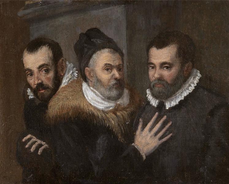 Portrait of Annibale, Ludovico and Agostino Carracci - Агостино Карраччи