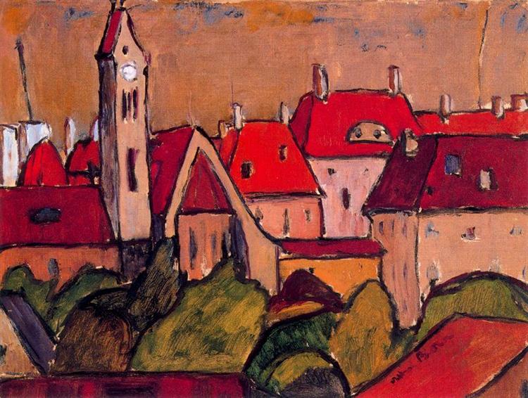Cityscape with tower - Albert Bloch