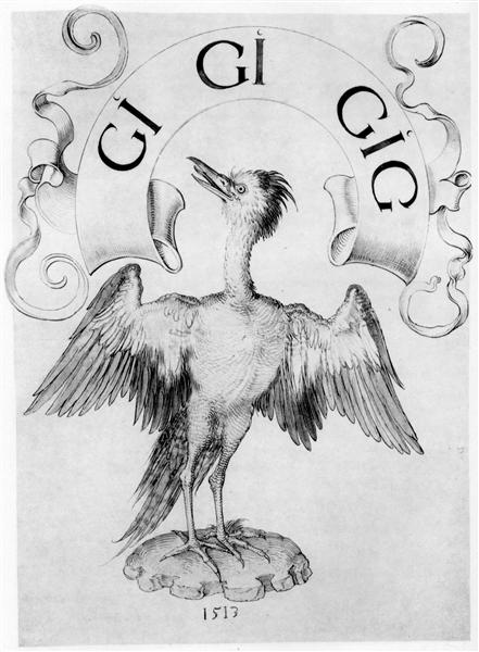 Draft for a book sign Crane - Albrecht Dürer