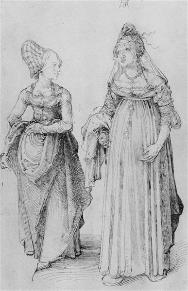 Жительницы Нюремберга и Венеции, c.1495 - Альбрехт Дюрер