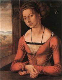Portrait of Katharina Furlegerin with her Hair Up (Braided) - Albrecht Dürer