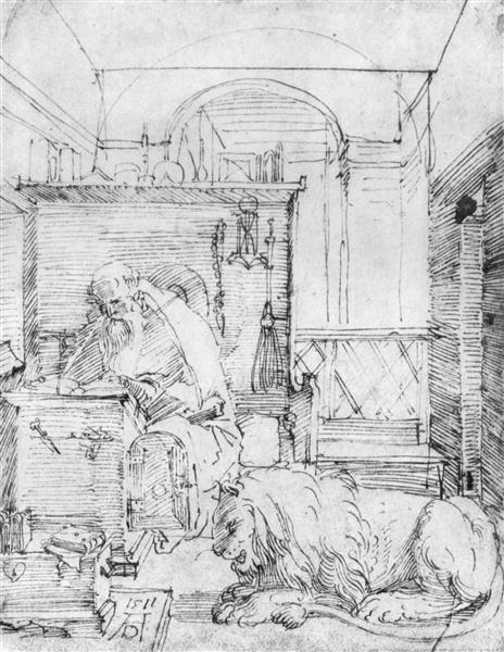 Св. Иероним в своей келье, 1511 - Альбрехт Дюрер