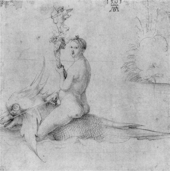 Venus on a dolphin, 1503 - 杜勒