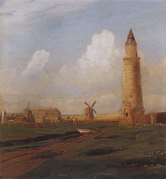 Village Bulgarians. Small minaret and the ruins of the White House, 1872 - 1874 - Aleksey Savrasov