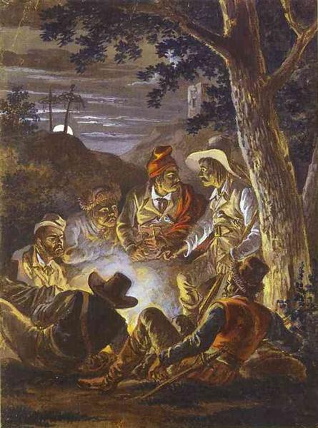 Polish Insurgents in the Forrest at Night, c.1820 - Alexander Orlowski
