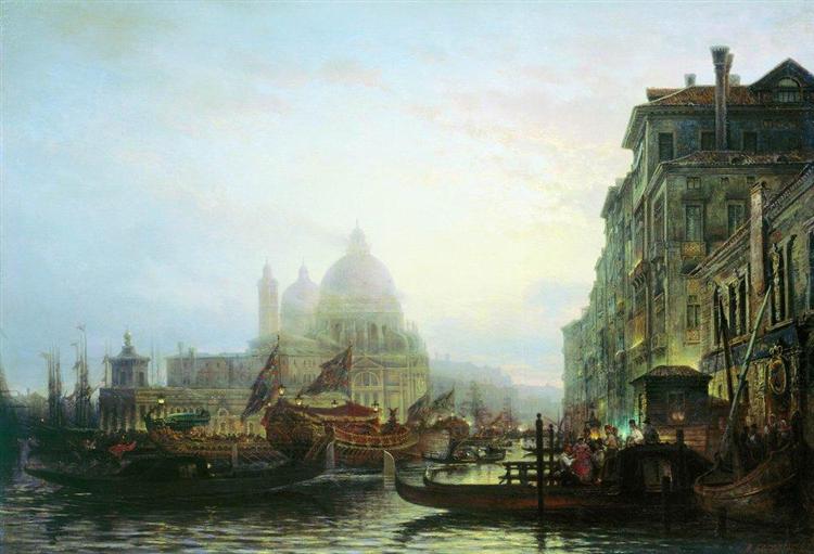 Венеция ночью, c.1850 - Алексей Боголюбов