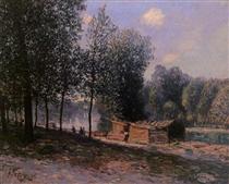 Cabins by the River Loing, Morning - Альфред Сіслей