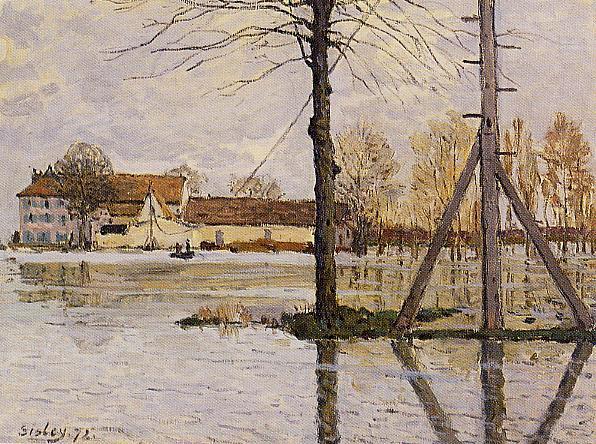 Ferry to the Ile de la Loge, Flood, 1872 - Alfred Sisley