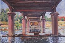 Under the bridge at Hampton Court - Alfred Sisley